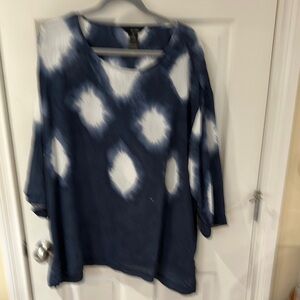 Ali Miles Navy and White Women's Tie Dye Top